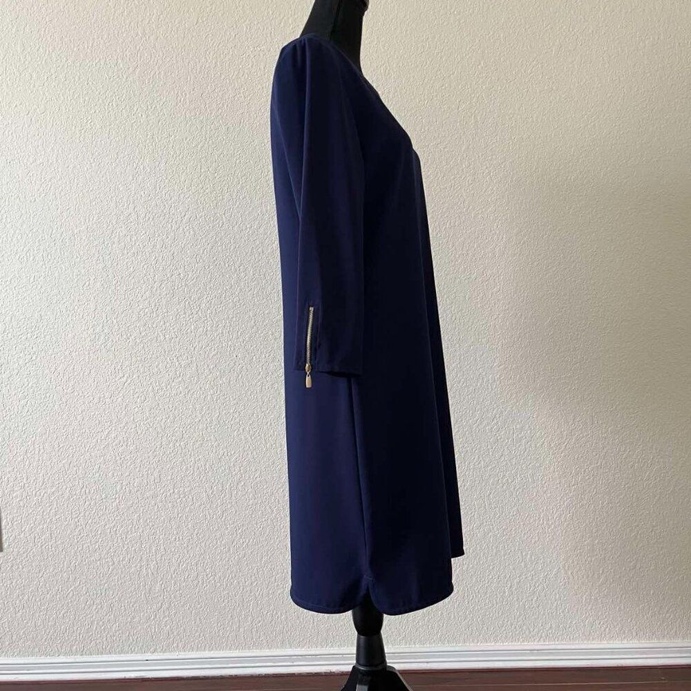 Laundry by Shelli Segal Navy Blue 3/4-sleeve Midi Dress 8 - Picture 3 of 15
